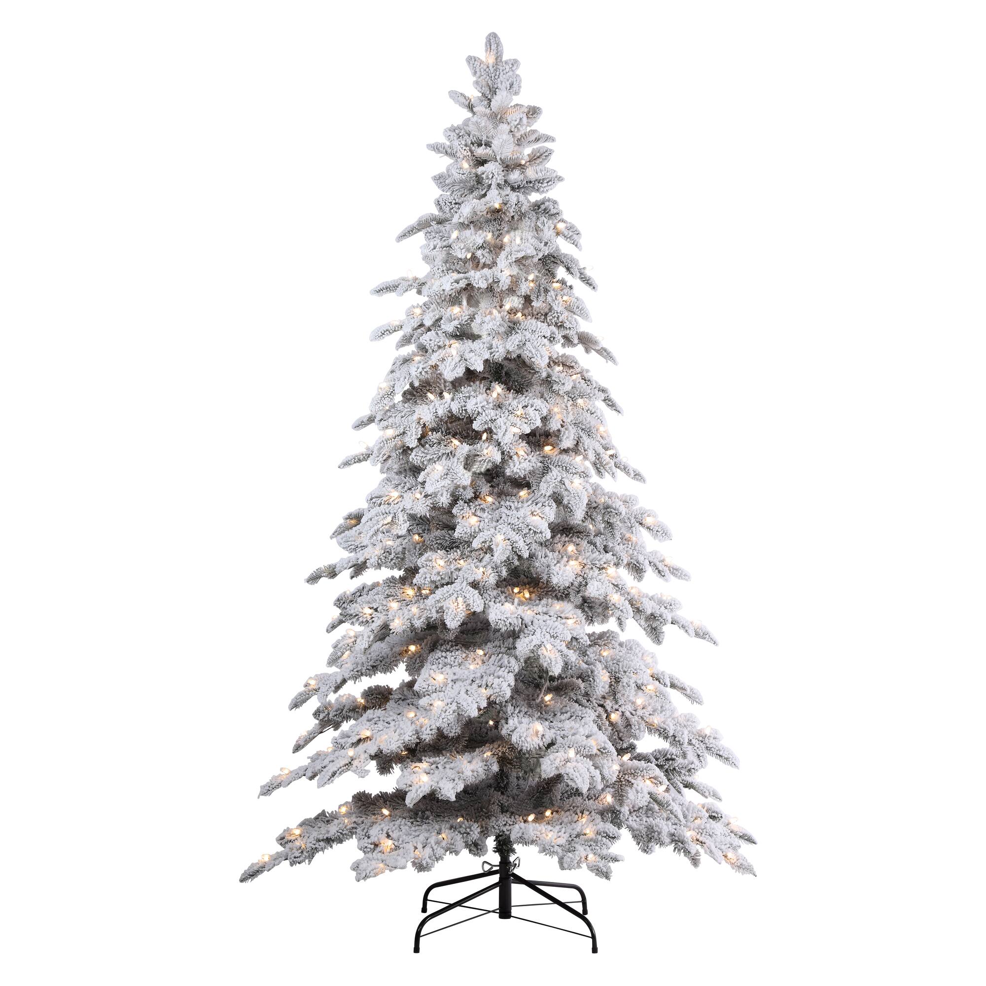 7ft. Pre-Lit Holland Snow Fir Artificial Christmas Tree, Soft White T5 LED Lights